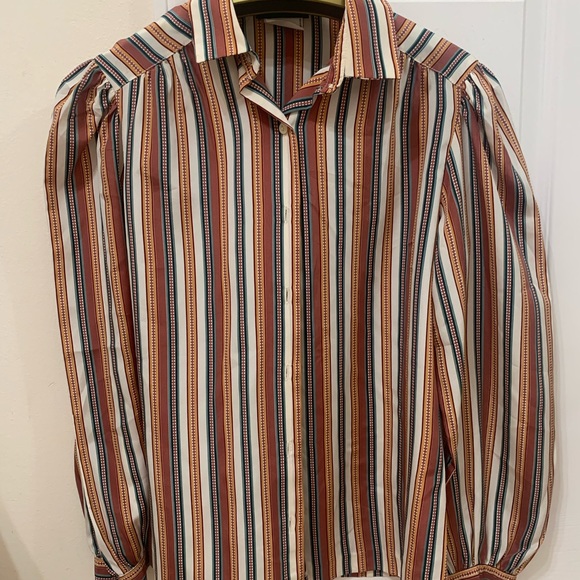 Pinstripe Very Rare Vintage Button Down Blouse size Small - Picture 2 of 4